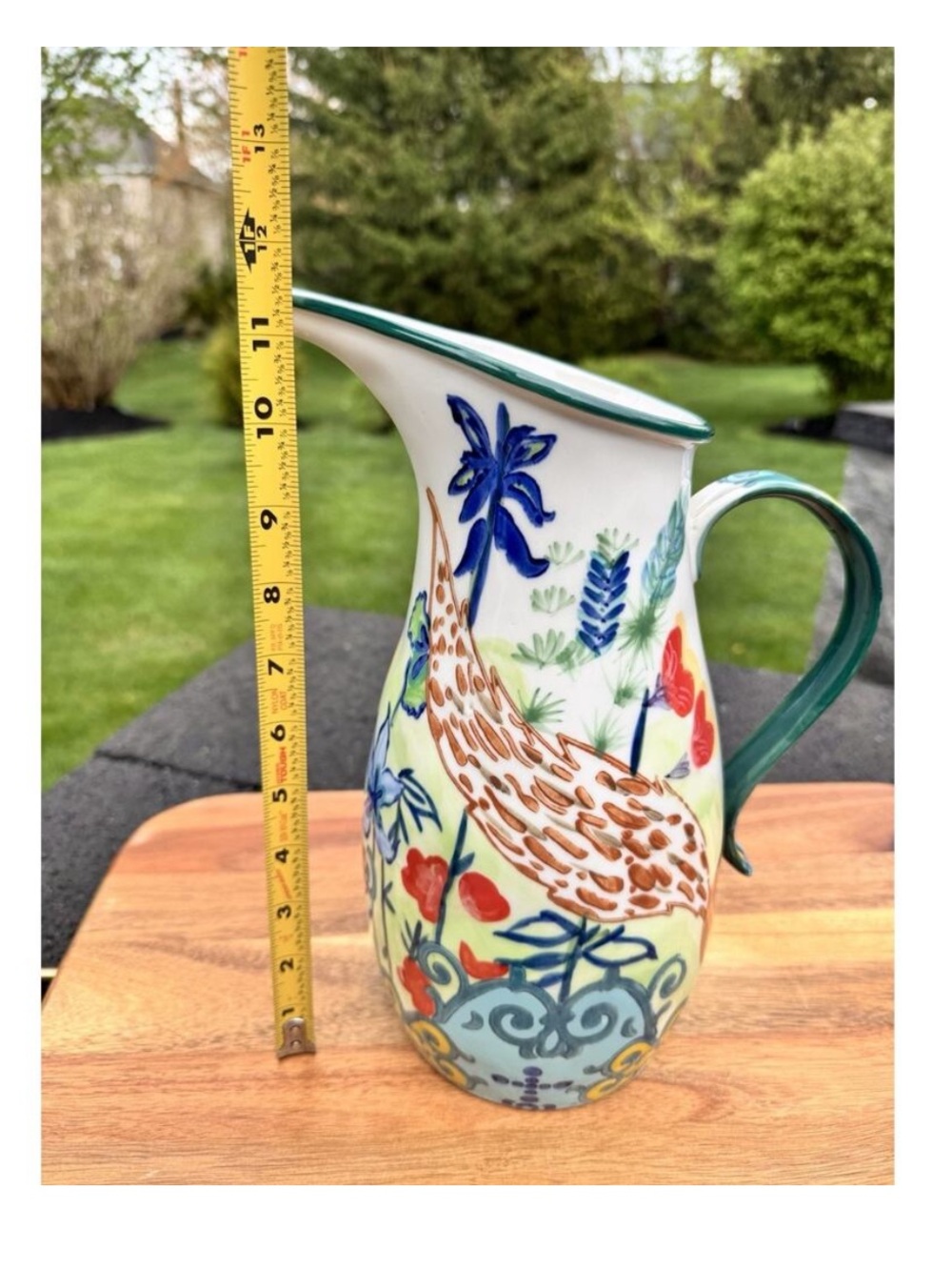Anthropologie English Meadow Fox Hand-Painted Floral Ceramic Pitcher - Picture 6 of 12